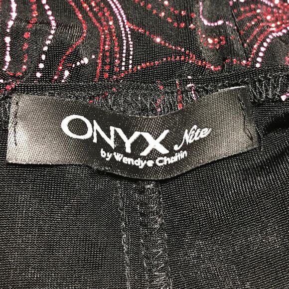 ONYX Nite by Wendye Chaitin Swirling Glitter Drop Cowl Neck Sleeveless Pullover - Picture 3 of 4